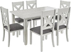Solid Wood Dining Table, Part of Dining Table Set, Mix and Match Table, Chair Sold Separately for Dining Room, Kitchen, Grey