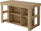 Tribesigns 55.1" Kitchen Island with 6 Storage Cubbies, Farmhouse 3-Tier Stationary Island Table, Large Dual-Sided Coffee Bar Table with Storage Shelves for Kitchen Dining Room