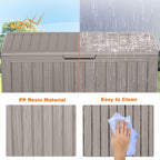 75 Gallon Resin Deck Box, Lockable Patio Outdoor Storage Box for Furniture, Garden Tools and Tools Storage, Waterproof Outside Storage Boxes - Grey