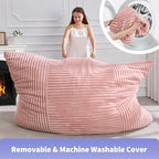 Hobestluk 3 in 1 Bean Bag Chair Giant Bean Bag Chairs Convertible Bean Bag Floor Cushion with Machine Washable Cover, Beanbag Chairs for Adult (Pink)
