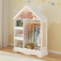 Curipeer Dollhouse Kids Dress Up Storage with Full-Length Mirror & Touch Activated Light, Open Hanging Kids Wardrobe Closet, Toddler Dress up Rack, Armoire Costume Organizer for Playroom, White
