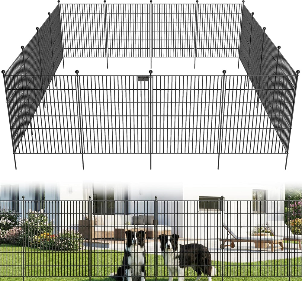 Toolterritary 10 Panels No Dig Garden Fence with Gate, 40 in(H) X 24.2 ft(L) ...