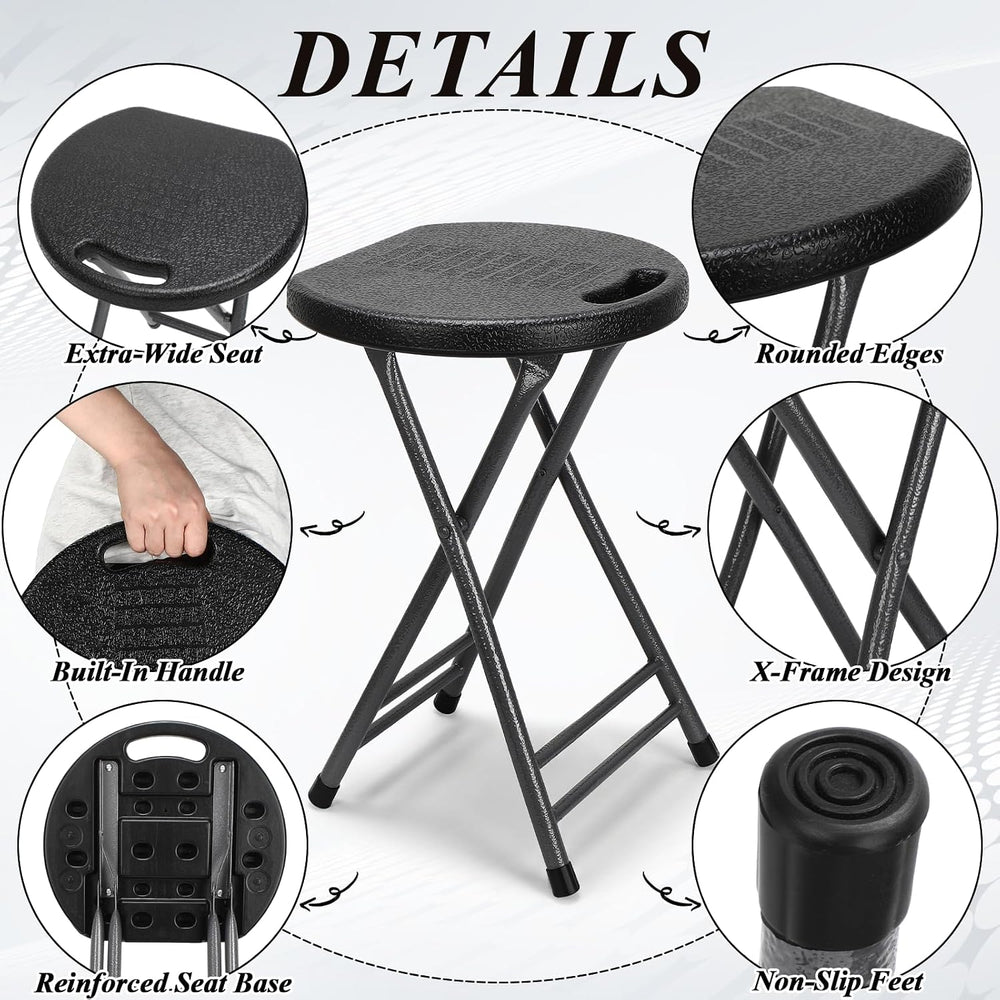 Novabright 6 Pack Portable Folding Stool with Handle, Sturdy Round Collapsibl...