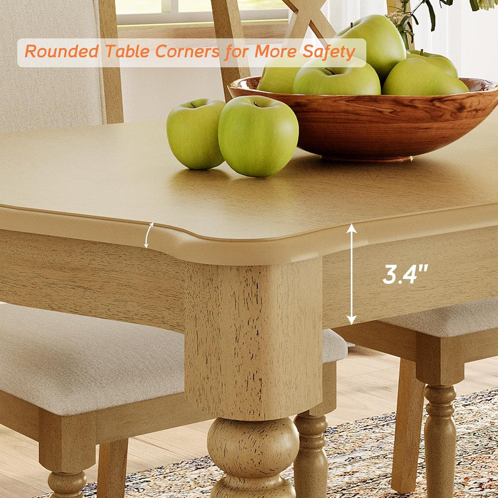 WAMPAT 70 Inch Dining Table for 6–8 People, Curved Edge Dining Room Table wit...