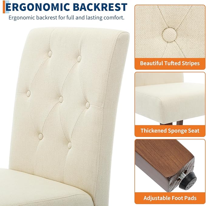 Upholstered Dining Chairs Set of 4, Modern Fabric Kitchen Side Chairs with St...