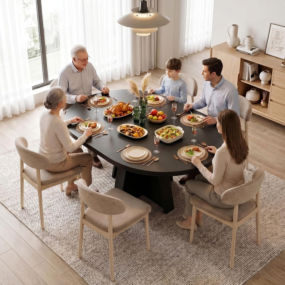 iPormis 43.3in-59in Extendable Round Dining Table for 4-6, Modern Wooden Kitc...