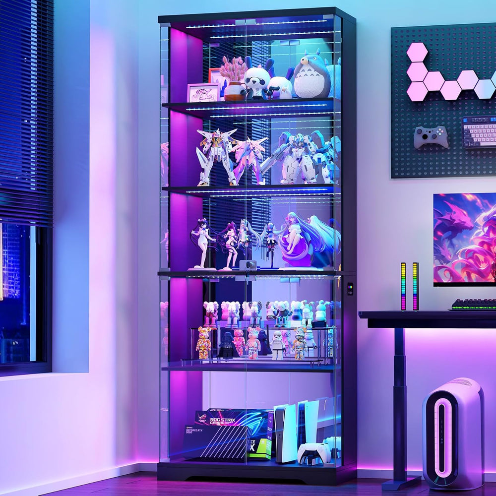 Dystler Glass Display Cabinet with Doors and RGB LED Lights