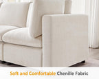 Large L Shaped Sectional Modular Sofa,Chenille Sectional Couch,Beige | Washable,Removable Cover,Modern,Comfortable