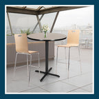 OEF Furnishings OEFCT13636XBGY Premium Commercial-Grade Restaurant and Breakroom Cafe Table (Round, 36 in Diameter, 42 in Bar Height, X-Base, Black Frame, Gray Nebula Laminate)
