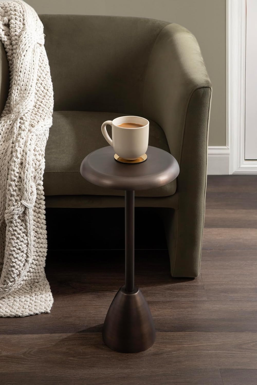 Kate and Laurel Morizet Modern Round Drink Table, 10 x 10 x 22, Bronze, Trans...
