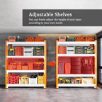 3000LBS Garage Shelving 42" W Garage Shelving Heavy Duty 4-Tier Metal Storage Shelves Adjustable Shelf Unit Storage Rack for Basement Supermarket Warehouse 42" W x 20" D x 78" H Orange-White