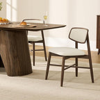 CHITA Wooden Dining Chairs Set of 2, Mid Century Modern Dining Room Chair, Natural Solid Wood Frame Kitchen Chairs, for Dining Room, Kitchen, Living Room (Upholstered Seat, Walnut)