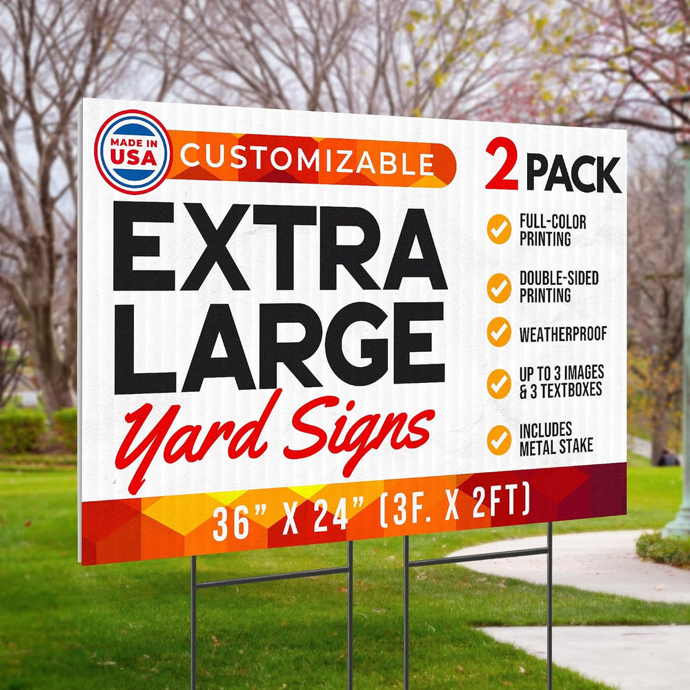 36"x24" Custom Yard Signs with Stakes Personalized Yard Signs with ...