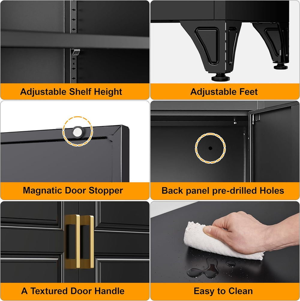 75" Tall Metal Storage Cabinet, Kitchen Pantry Storage Cabinets with Doo...