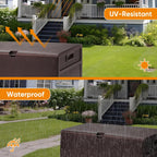 ZYJOYY 125 Gallon Resin Deck Box, Weatherproof Outdoor Storage Box for Patio, Garden, Pool, and Yard, Lockable Waterproof Bin for Tools, Cushions, and Accessories, Brown