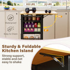 YESHOMY Kitchen Island on Wheels with Trash Cabinet, 56" Mobile Cart with Drop Leaf and Drawers, Rolling Portable Table with Spice Rack & Towel Holder for Dining Room, Black