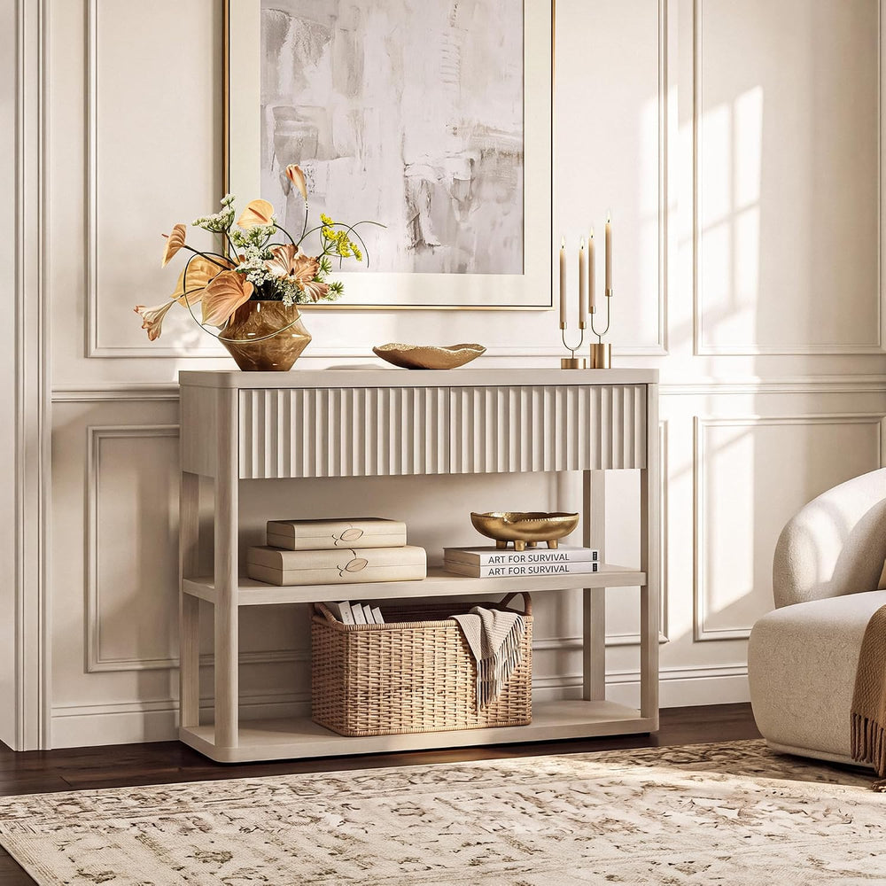 SICOTAS Fluted Entryway Table with Storage, 44.13" W Console Table with ...