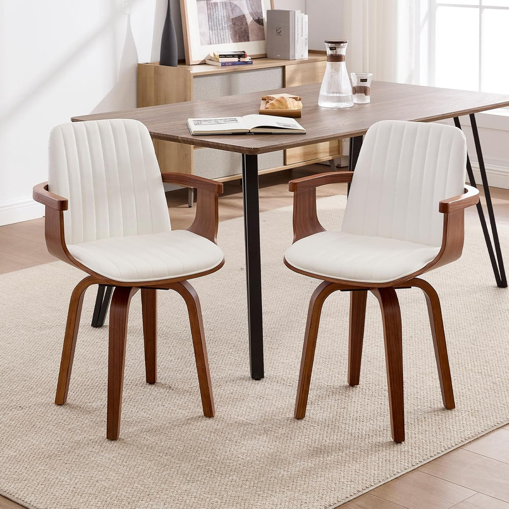 VipDesk Swivel Dining Chairs Set of 2 - Mid Century Modern Kitchen Chairs for...