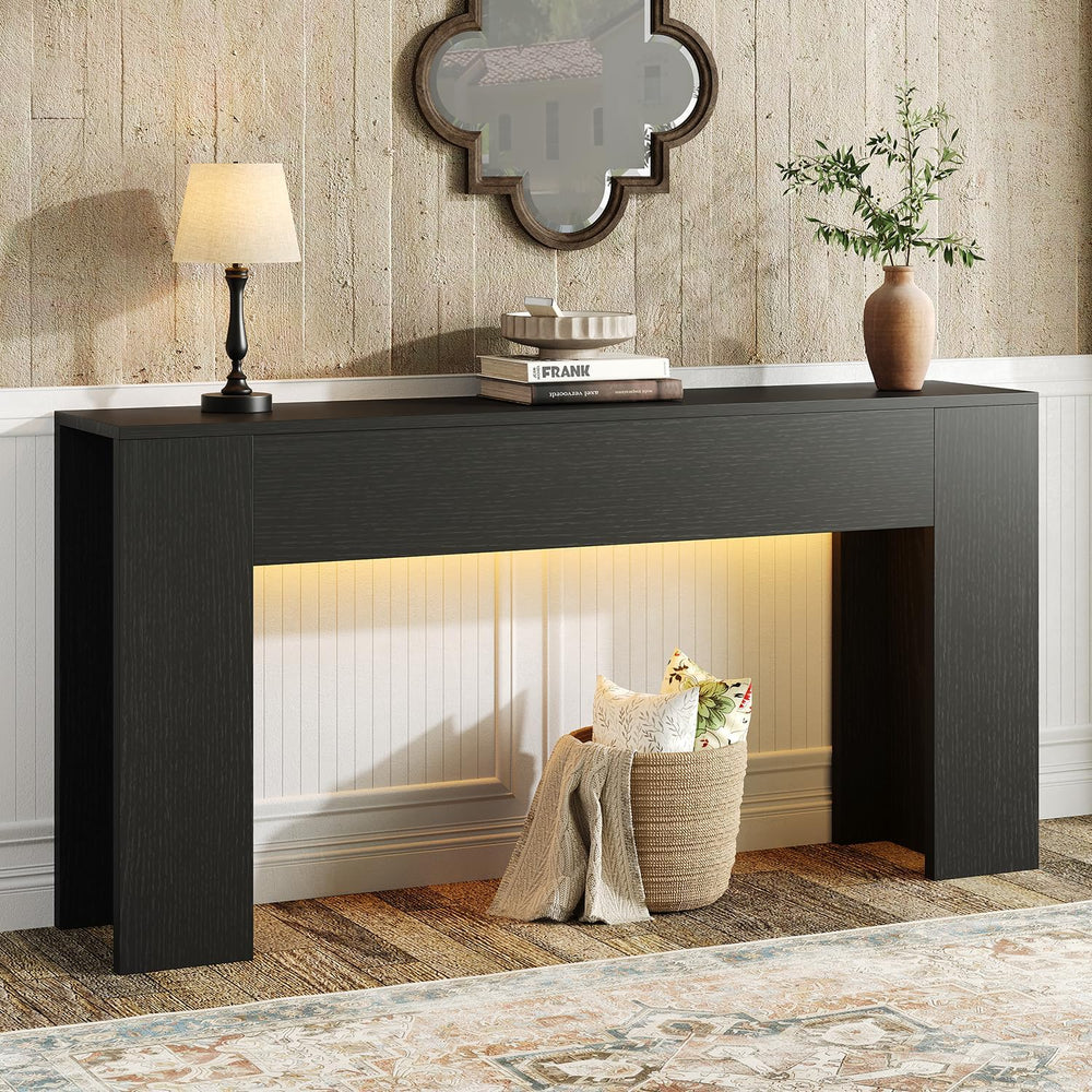 UNIQUITE 63-Inch Long Console Table with RGB LED Lights, Extra Wide and Thick...