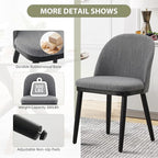 Upholstered Dining Chairs Set of 4,Modern Fabric Kitchen Side Chairs with Thick Cushions and Wood Legs,Comfy Dining Room Chairs with Curved Backrest for Restaurant/Cafe, Grey