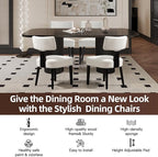 Dining Chairs Set of 6, Fabric Upholstered Wood Kitchen Chairs, Armless Linen Curved Backrest Accent Chair Farmhouse Modern Dining Chairs with Foot Pad for Kitchen/Living Room/Restaurant/Cafe-Beige