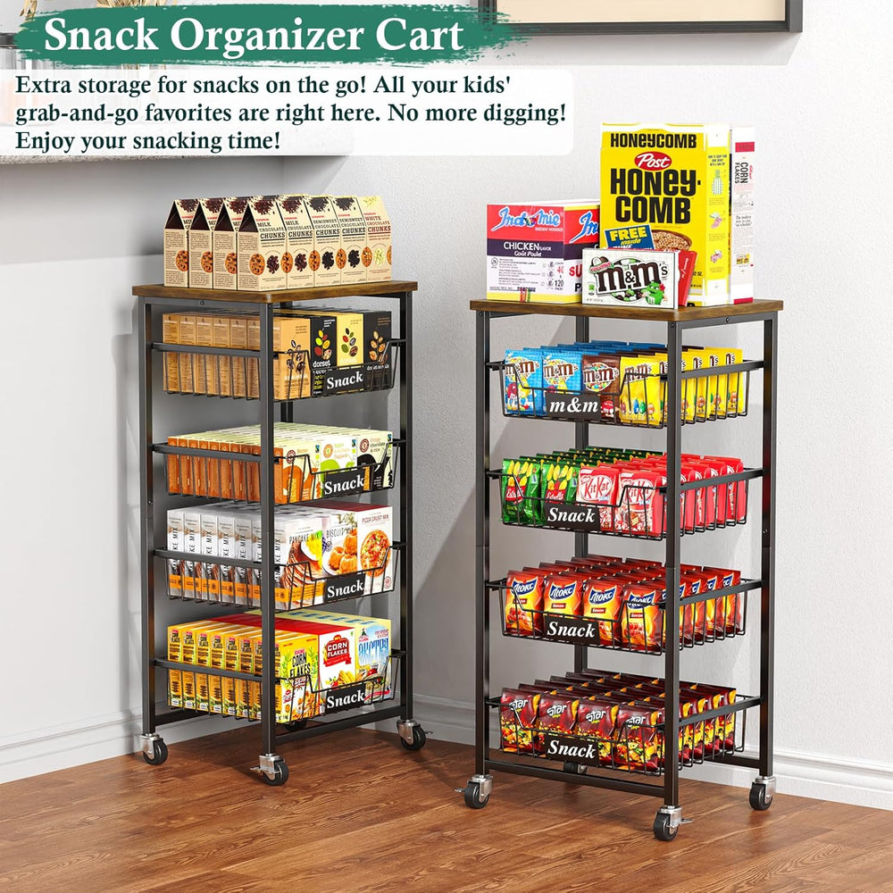 OKZEST Fruit Basket, 5-Tier Utility Kitchen Organizer and Storage Cart with P...