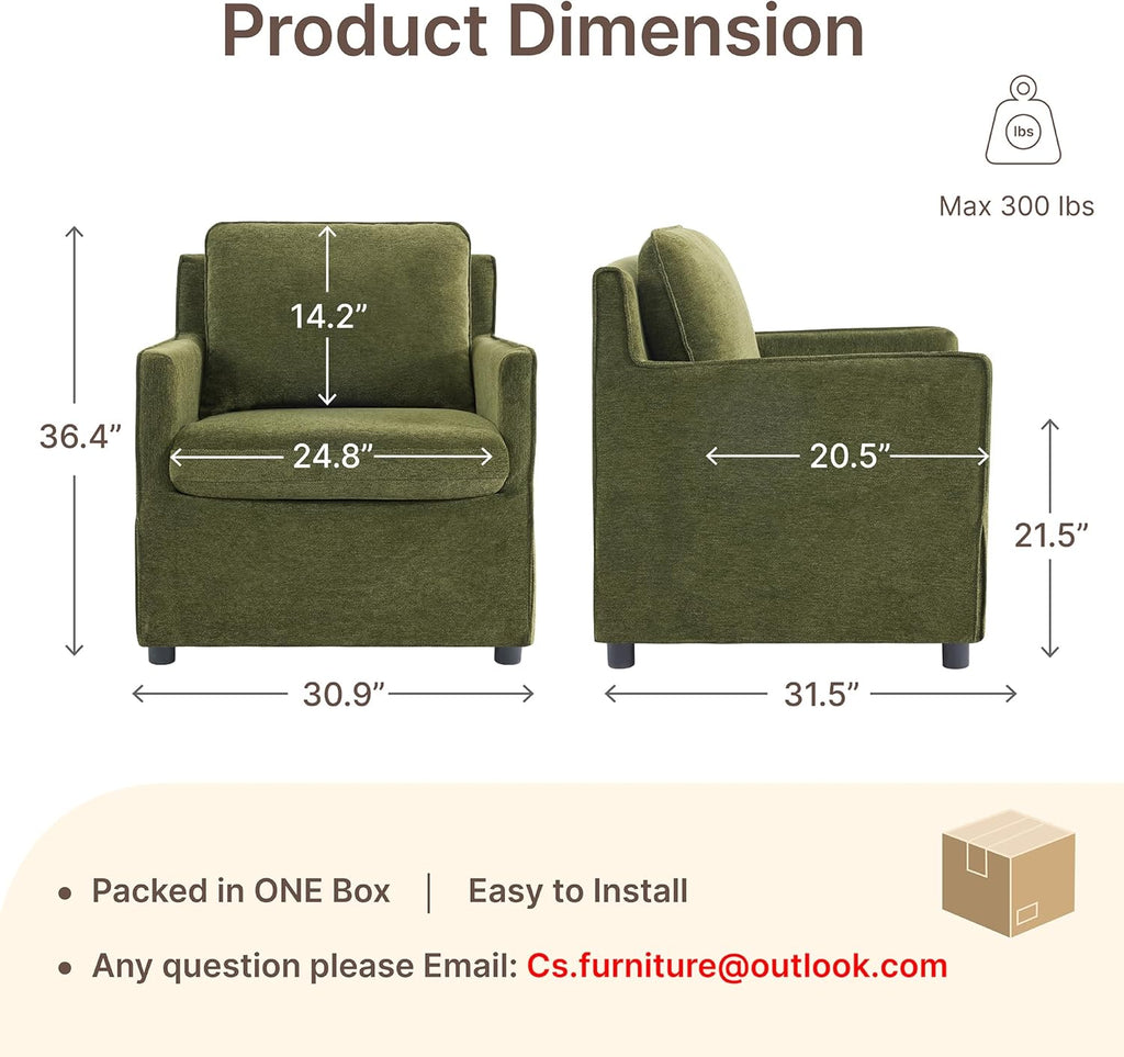 Upholstered Barrel Accent Chair, Modern Single Sofa with Washable Cover for Living Room, Bedroom,Reading Spaces,Office,Green