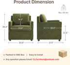 Upholstered Barrel Accent Chair, Modern Single Sofa with Washable Cover for Living Room, Bedroom,Reading Spaces,Office,Green