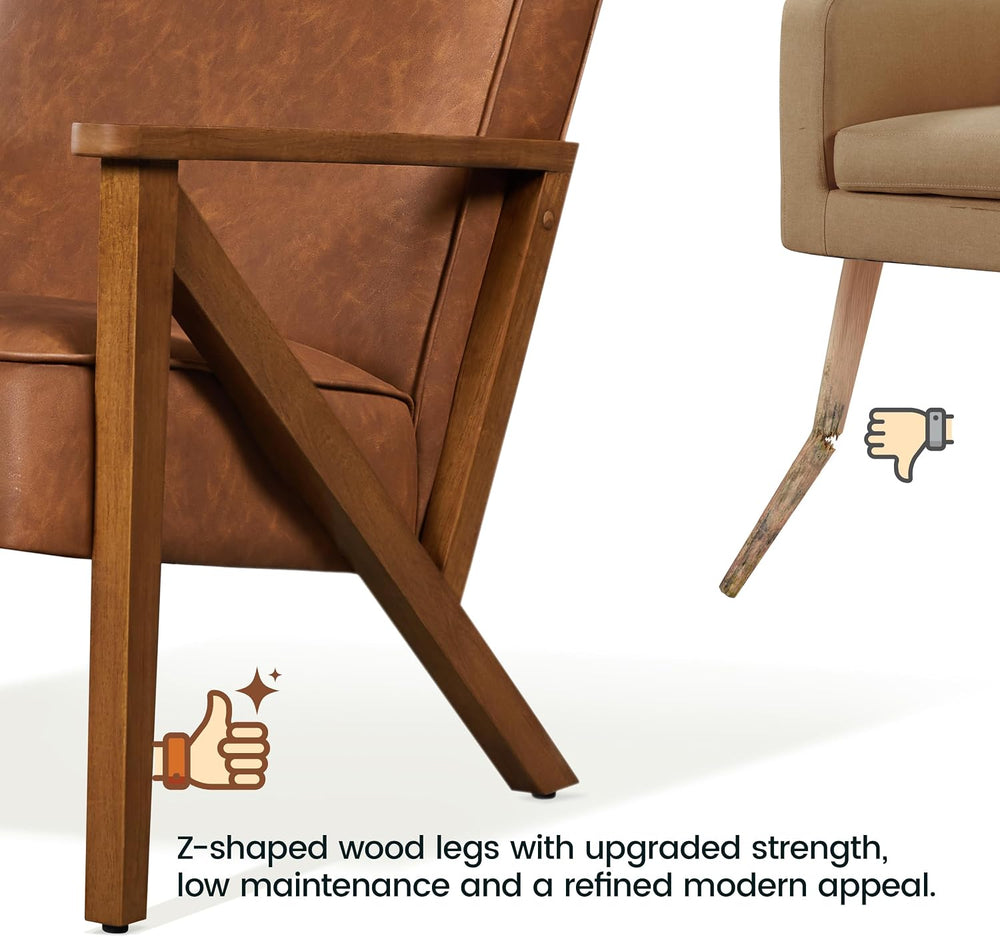 Yaheetech Mid-Century Accent Chairs Set of 2, Light Brown