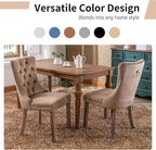 Modern Dining Chairs Set of 4, Tufted Upholstered Dining Chair with Solid Wood Legs, Camel Velvet Accent Chair, Sillas de Comedor, 4 Dining Chairs (Khaki, Velvet, 4Pcs)