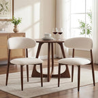 UVV Dining Chairs Set of 2, Metal Kitchen Chairs with Modern Fabric Upholstered for Dining Room, Beige