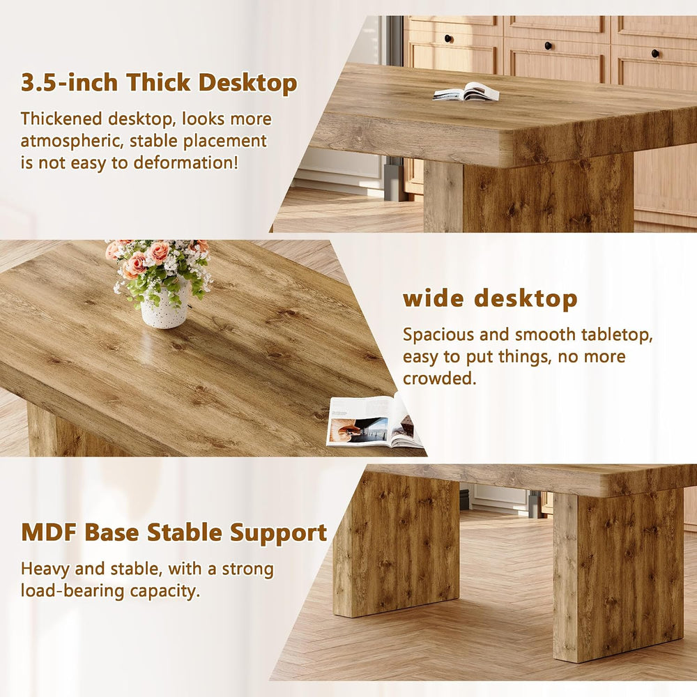 gopop 79" Solid Wood Dining Table Set for 8 with Fabric Chairs, Sturdy F...