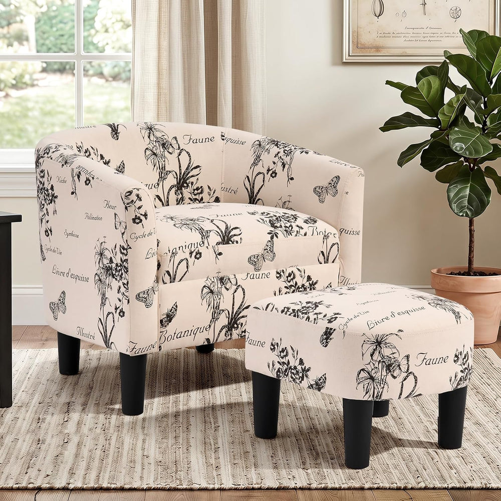 INZOY Oversized Accent Chair with Ottoman, 23.2" W Oversized Club Chair ...