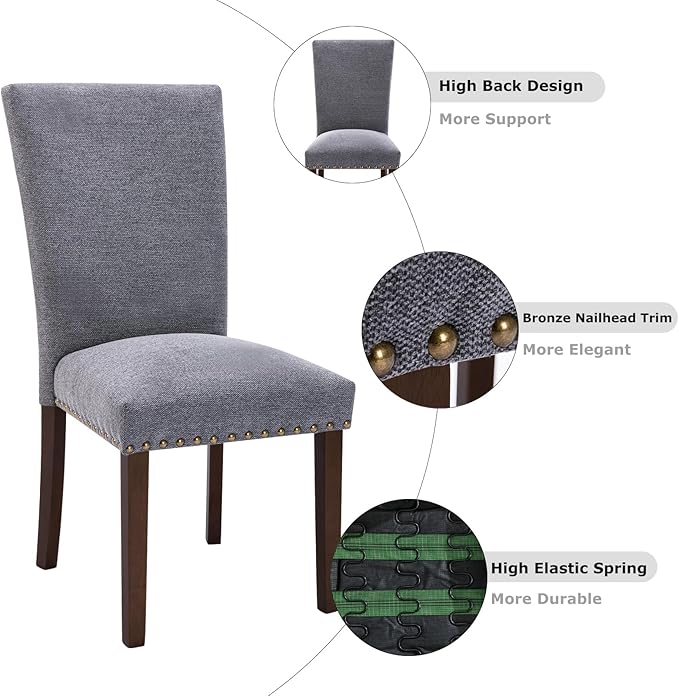 COLAMY Upholstered Parsons Dining Chairs Set of 4, Fabric Dining Room Kitchen...