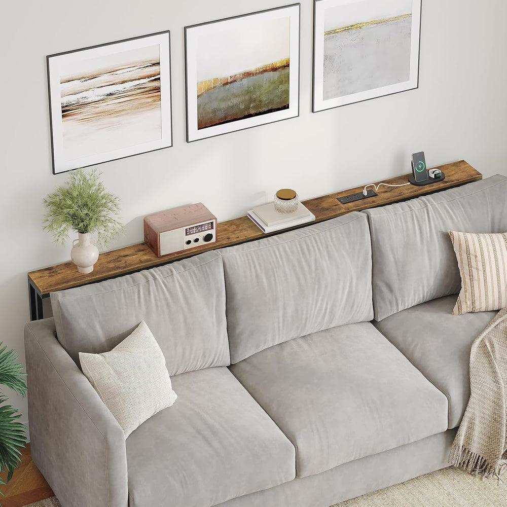 YATINEY 78.7" Narrow Console Table with Adjustable Height (27.6"-35...