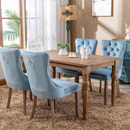 Modern Dining Chairs Set of 8, Tufted Upholstered Dining Chair with Solid Wood Legs, Light Blue Velvet Accent Chair, Sillas de Comedor, Kitchen & Dining Room Chairs (Light Blue, Velvet, 8Pcs)