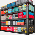 68" Wide Heavy Duty Garage Shelving Units, 5-Tier Deep Storage Shelves,Black Metal Garage Shelves,Steel Shelf,Large Storage Rack,Industrial Shelving for Shop, 68" W x 24" D x 84" H,2 Pack