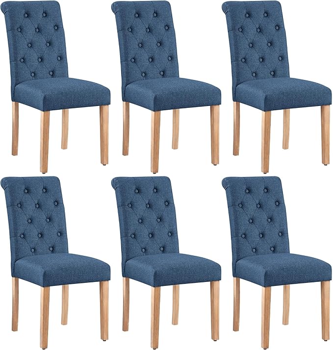 Yaheetech Dining Chairs Set of 6 Fabric Upholstered Dining Room Chairs with B...