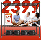 REIBII 60''W Storage Shelves 2399LBS Wire Shelving with Wheels Garage Shelving Heavy Duty Metal Shelves for Storage Rack Adjustable Shelf for Commercial Garage Kitchen, 60" W x 18" D x 65.5" H