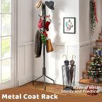 Coat Rack Freestanding Coat Tree Standing Coat and Hat Hanger Jacket Organizer Rack Metal,18.3" L x 18.3" W x 71.5" H, Black