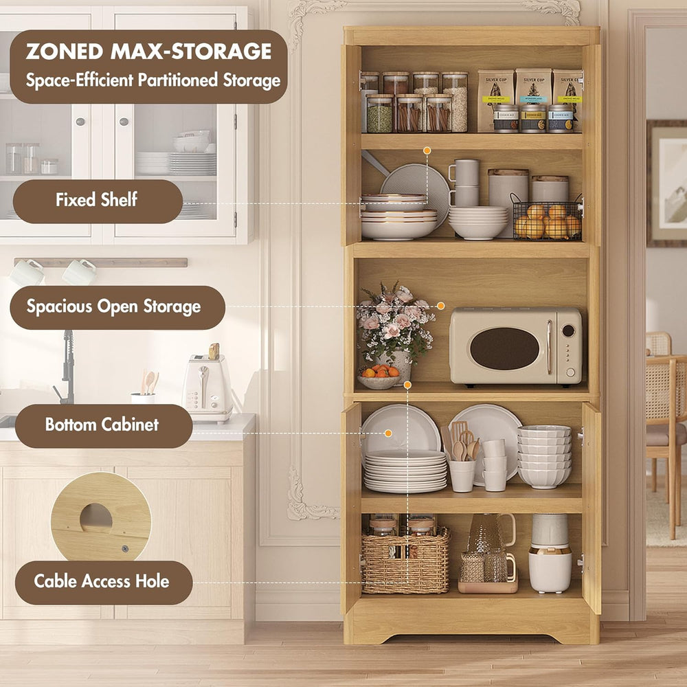 Garvee 72" Tall Pantry Cabinet, Kitchen Hutch Storage Cabinet with Count...