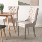 Dining Room Chairs Set of 4, Velvet Upholstered Dining Chairs with Back Ring Pull Trim and Sliver Stainless Steel Legs,Modern Dining Chair Perfect for Dining Room,Living Room,Kitchen(Beige)