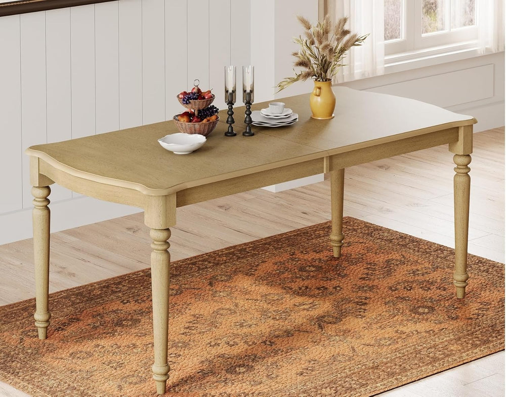 WAMPAT 70 Inch Dining Table for 6–8 People, Curved Edge Dining Room Table wit...
