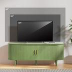 DHH 55 Inch Mid Century Modern TV Stand with Power Outlet for TVs up to 60 Inch, Entertainment Center with Storage and Adjustable Shelves, Media Console with Sliding Doors for Living Room(Green)