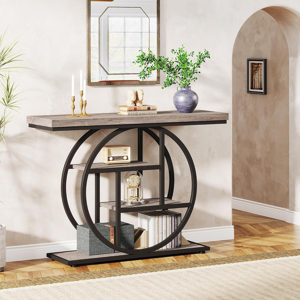 Tribesigns 41.3" Console Table, Industrial 4-Tier Sofa Table Entryway Ta...