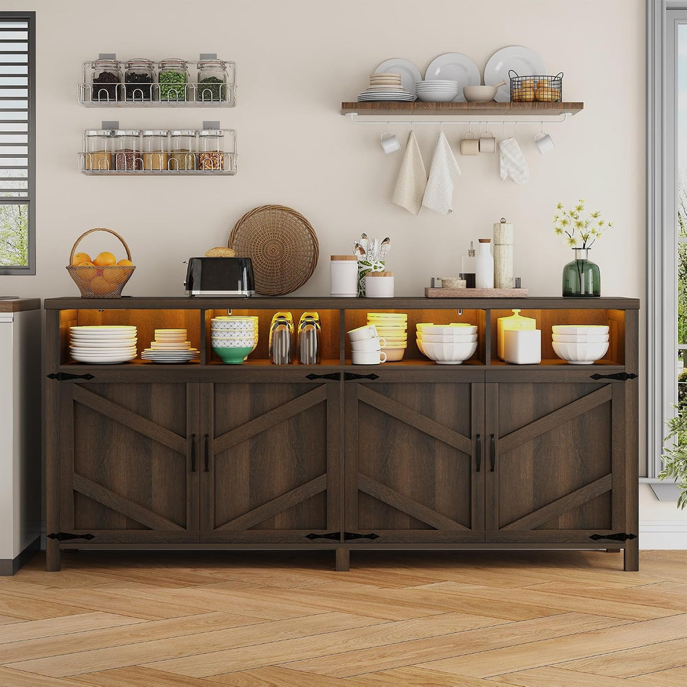 knoworld Buffet Sideboard with Storage Farmhouse with 4 Doors, 55'' L...