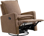 Oxford Baby Uptown Upholstered Glider Recliner Rocking Chair 360° Swivel for Nursery and Living Room - Teddy Brown