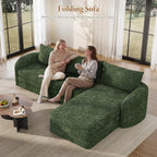 Vesgantti 6 in 1 Convertible Folding Sofa Bed, Futon Sectional Couch, Green | 110.2" L Shaped Modular Sleeper Sofa, Curved Armrest, Deep Seat Boneless Couches for Living Room, Chenille, Right Facing