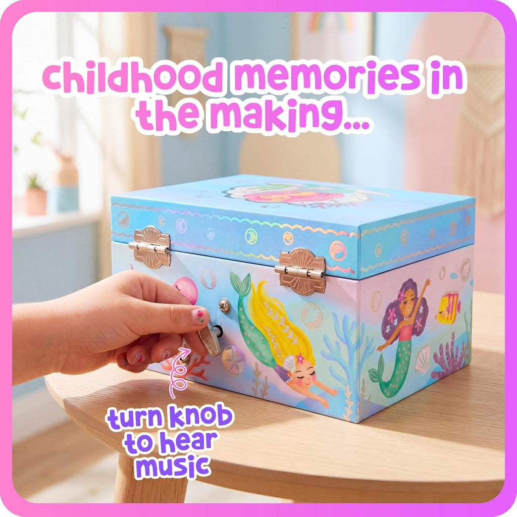 Giggle & Honey® Musical Mermaid Jewelry Box for Girls | Music Boxes for Little Girls, Toddler Jewelry Box for 4 Year Old Kids, Toys for Toddlers, Birthday Gifts for Kids 5-9 Years