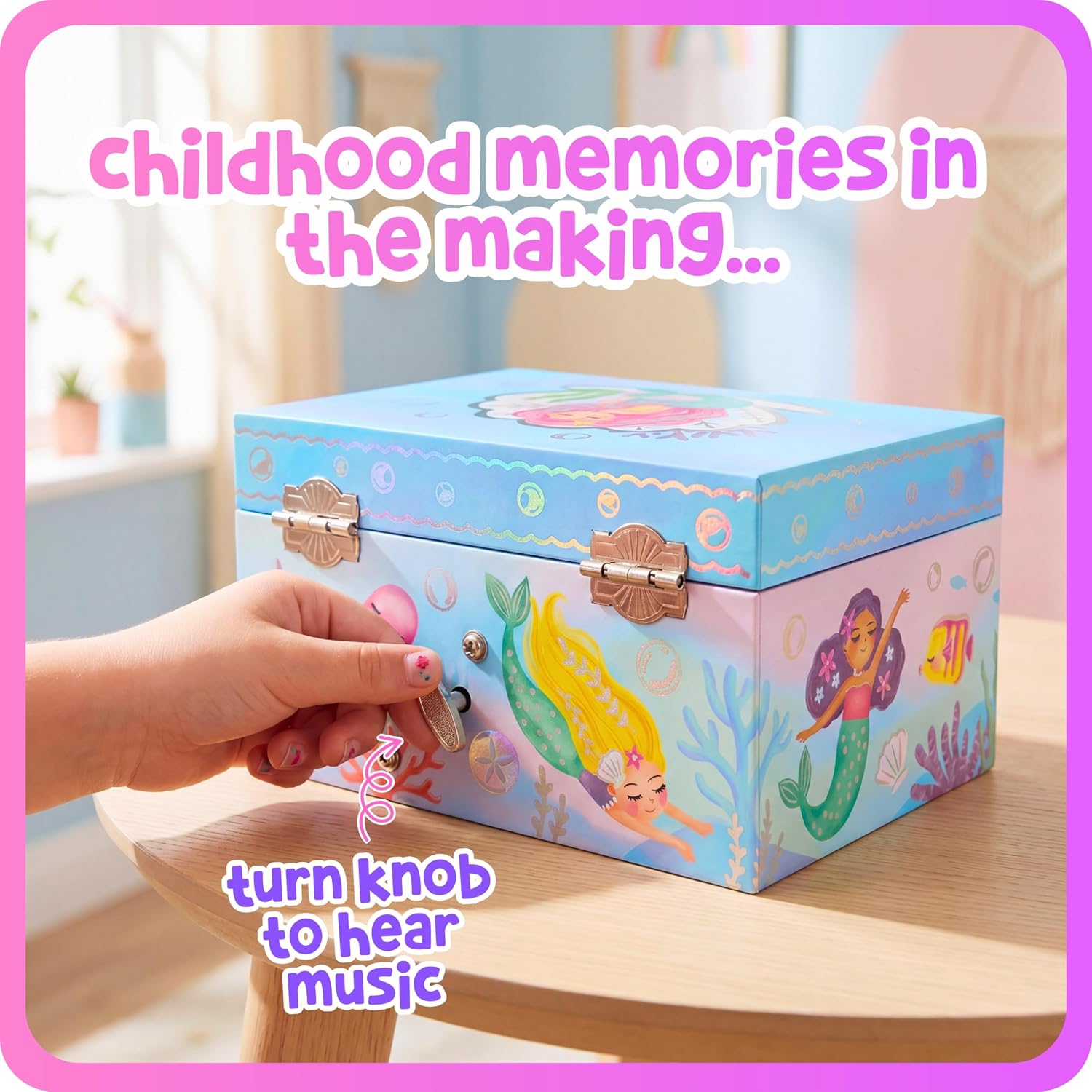 Giggle & Honey® Musical Mermaid Jewelry Box for Girls | Music Boxes for Little Girls, Toddler Jewelry Box for 4 Year Old Kids, Toys for Toddlers, Birthday Gifts for Kids 5-9 Years